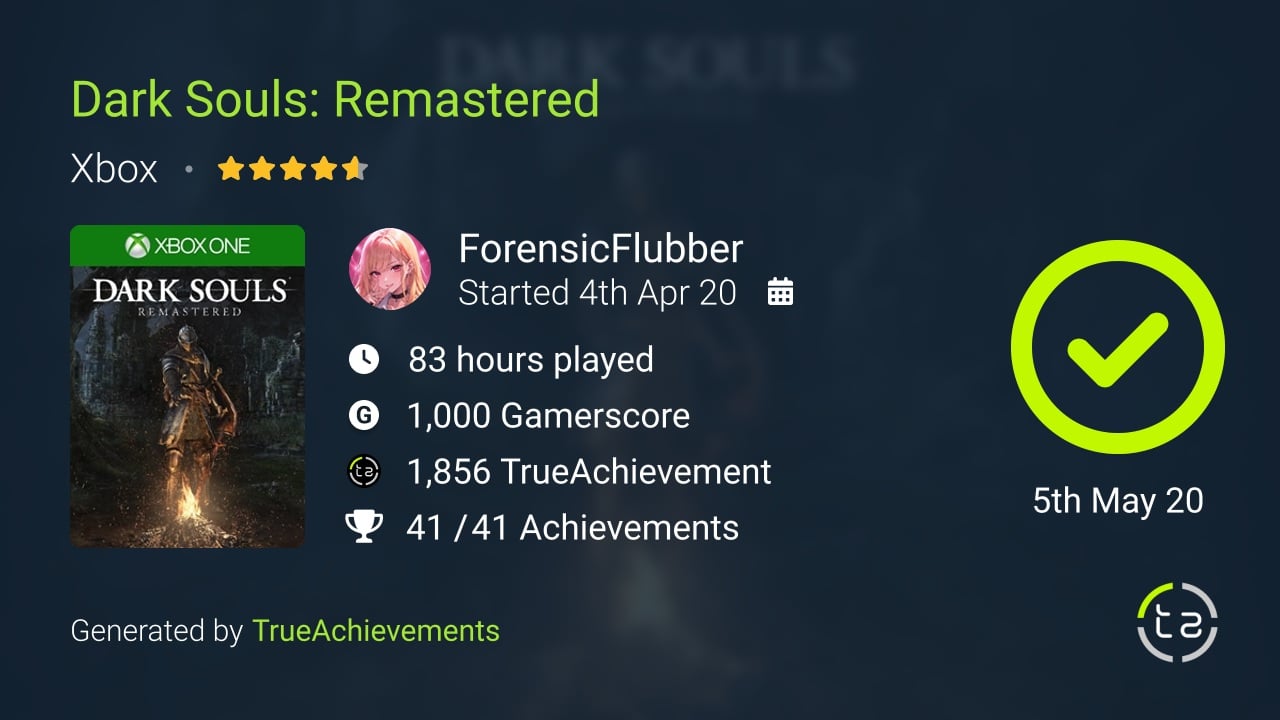 Dark Souls Remastered achievement summary